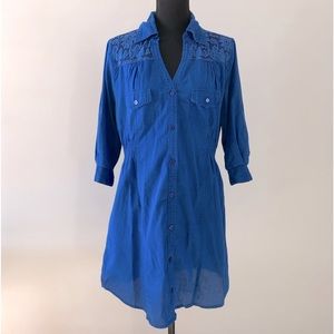 Women’s Vintage Chesley Blue Cotton Dress Shirt Tunic size L